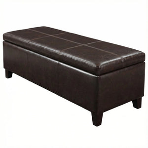 Rectangle Storage Ottoman Bench For Living Room - Brown