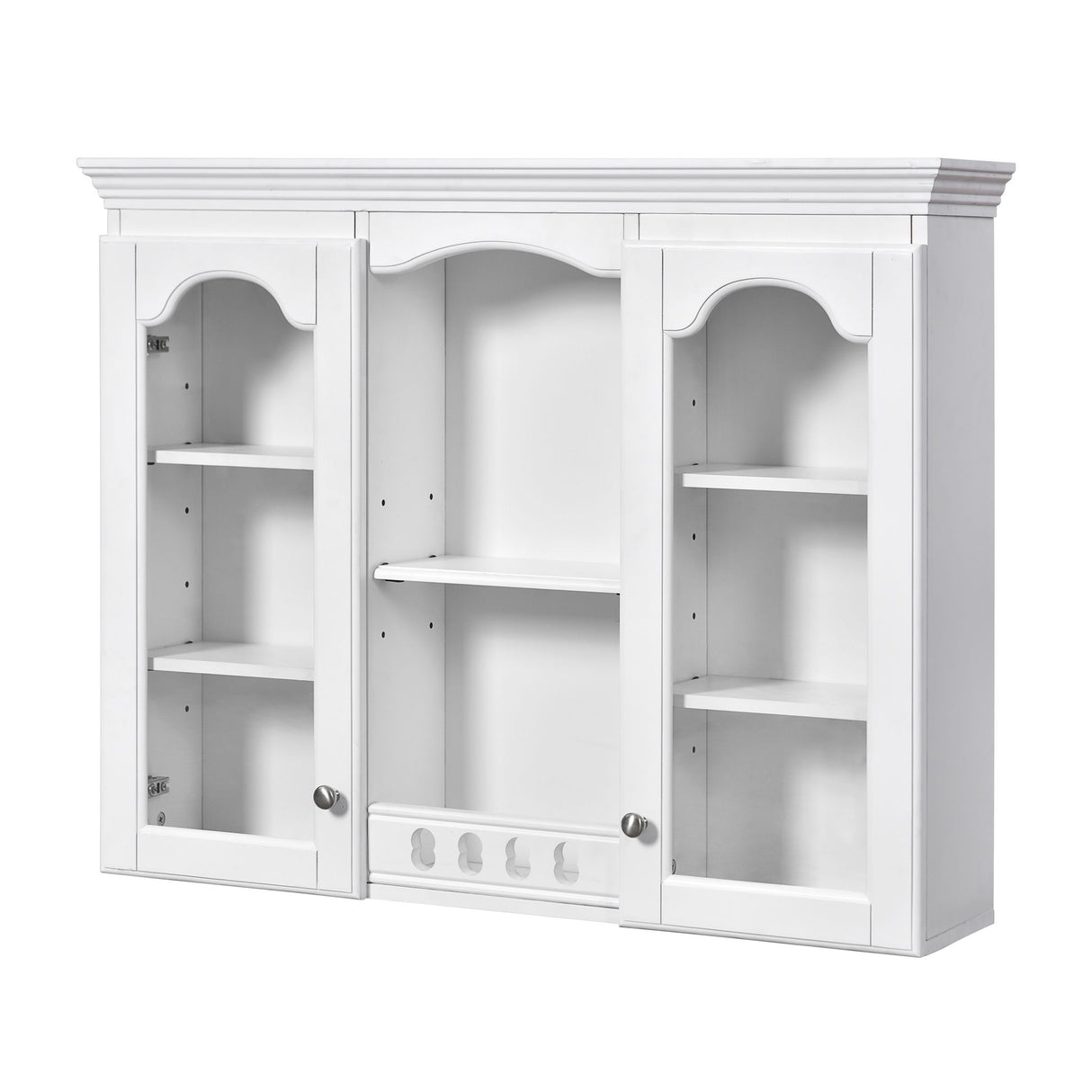 Wall-Mounted Medicine Cabinet With 2 Glass Doors, Adjustable Shelves - White