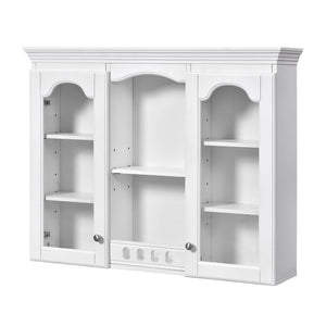 Wall-Mounted Medicine Cabinet With 2 Glass Doors, Adjustable Shelves - White