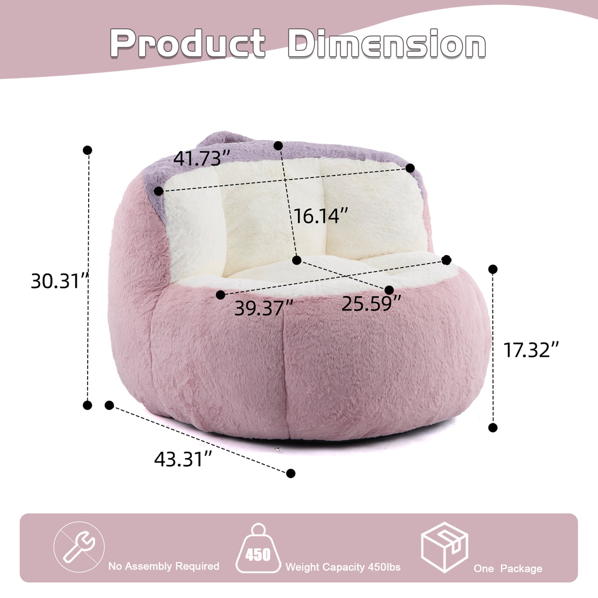 Oversized Multicolor Faux Fur Bean Bag Chair
