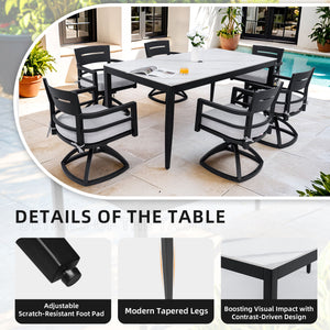 Modern Outdoor Patio Dining Set With Table And Chairs With Sunbrella Cushions