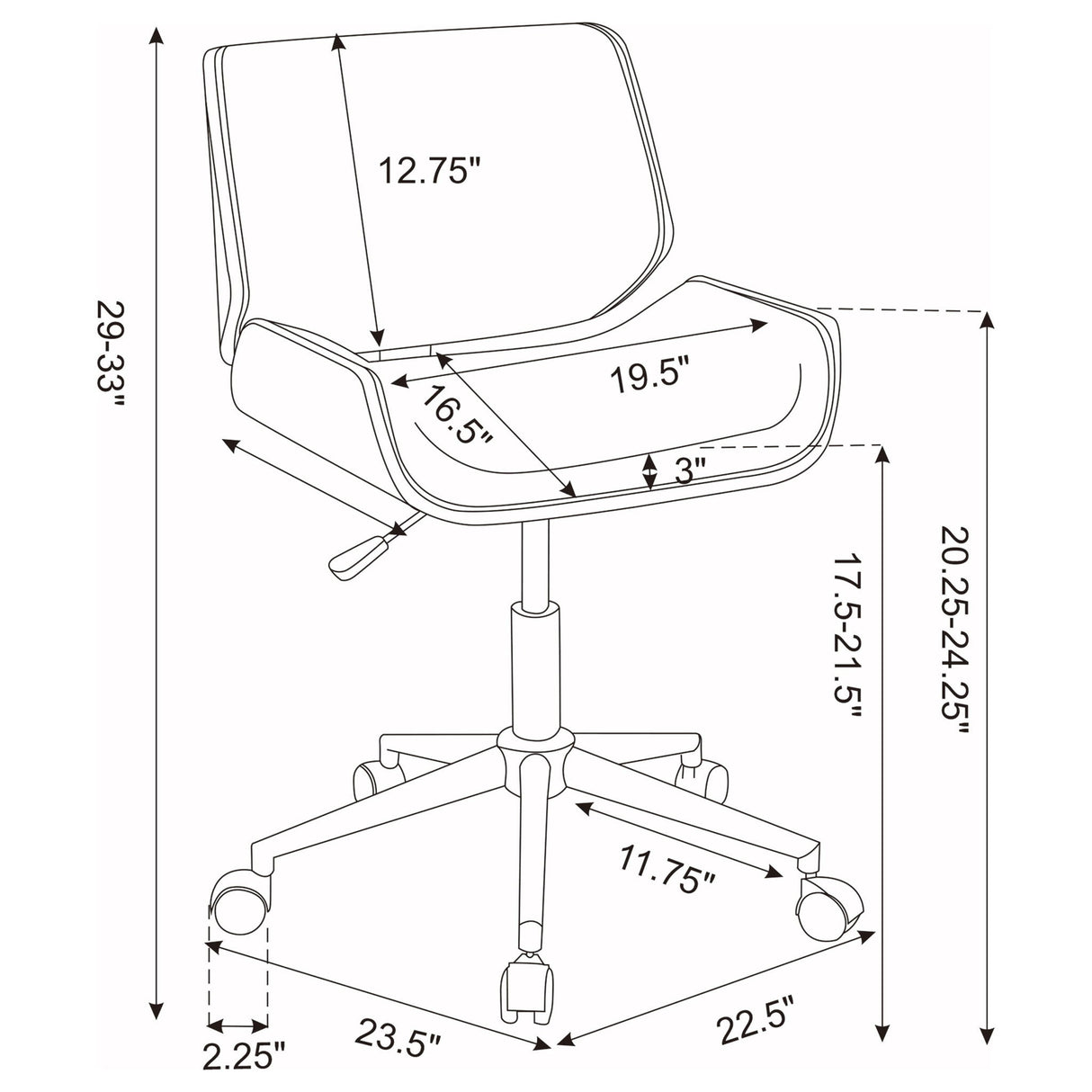 Swivel Office Chair With Adjustable Height - Black