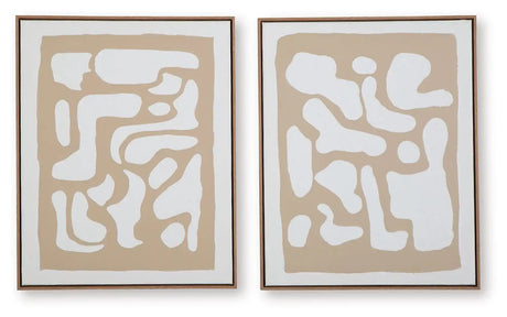 Waldett - Wall Art Set (Set of 2) - Beige / White - Best Buy Furniture