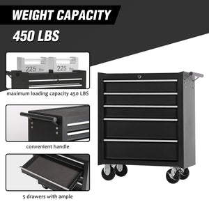 5-Drawer Rolling Tool Chest w/Lock & Key