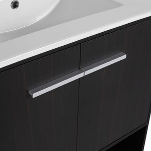 Modern Bathroom Vanity With Ceramic Sink, Freestanding Cabinet, Soft Closing Doors