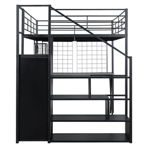 Loft Bed With Built In Work Station, Wardrobe, Storage Staircase And LED