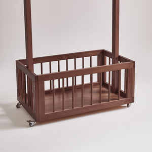 Solid Wood Freestanding Coat Rack with Rolling Wheels & Storage Basket