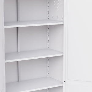 Kitchen Pantry Cabinet With Doors, Heavy-Duty Freestanding Storage Organizer With 5 Adjustable Shelves, Tool Free Assembly - White