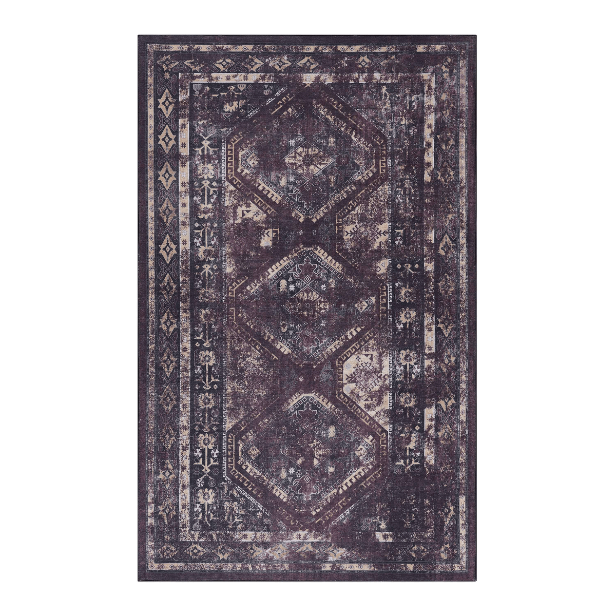 MAVAL Burgundy Washable Rug 8x10 Area Rug