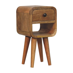Solid Wood Extra Mini Oak-ish Curve Lower Bedside Table