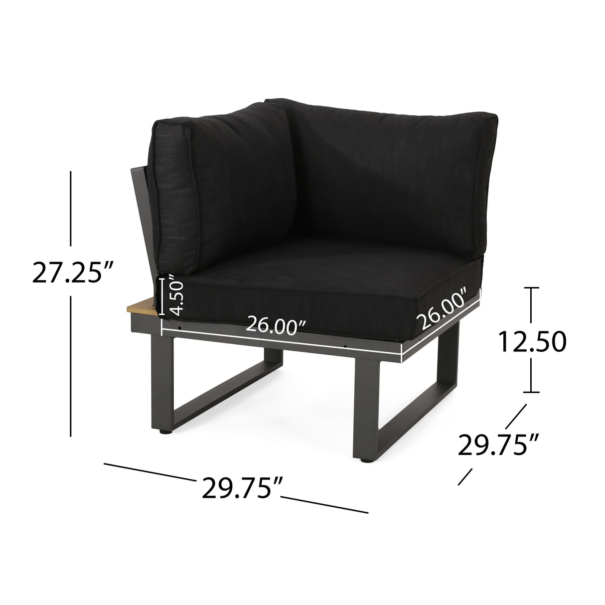 Sterling V-Shaped Outdoor Aluminum 5 Seater Sofa Set with Cushions