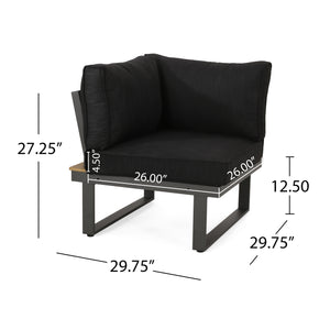 Sterling V-Shaped Outdoor Aluminum 5 Seater Sofa Set with Cushions