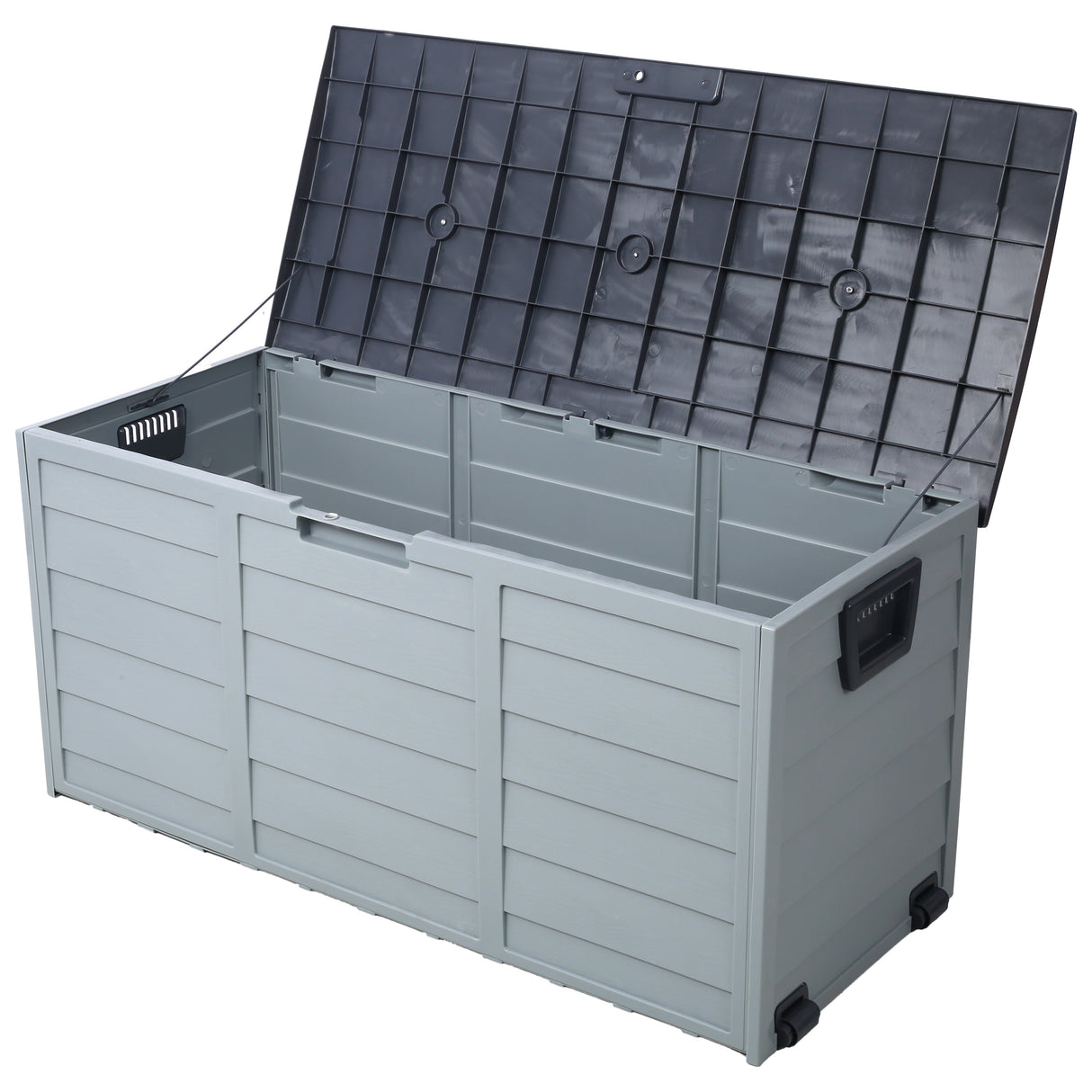 All Weather UV Pool Deck Box Storage Shed Bin with Wheels