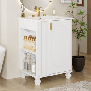 Classic Retro Bathroom Vanity With Sink, Door Shelf, Side Open Storage Frame - Best Buy Furniture