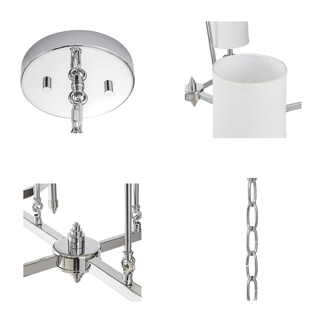 6-Light Chandelier with Fabric Drum Shades