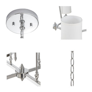 6-Light Chandelier with Fabric Drum Shades