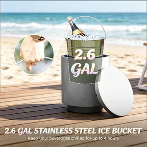 Portable Storage Box, Pool Ice Cooler, Cooler Side Table, Modern Balcony Table