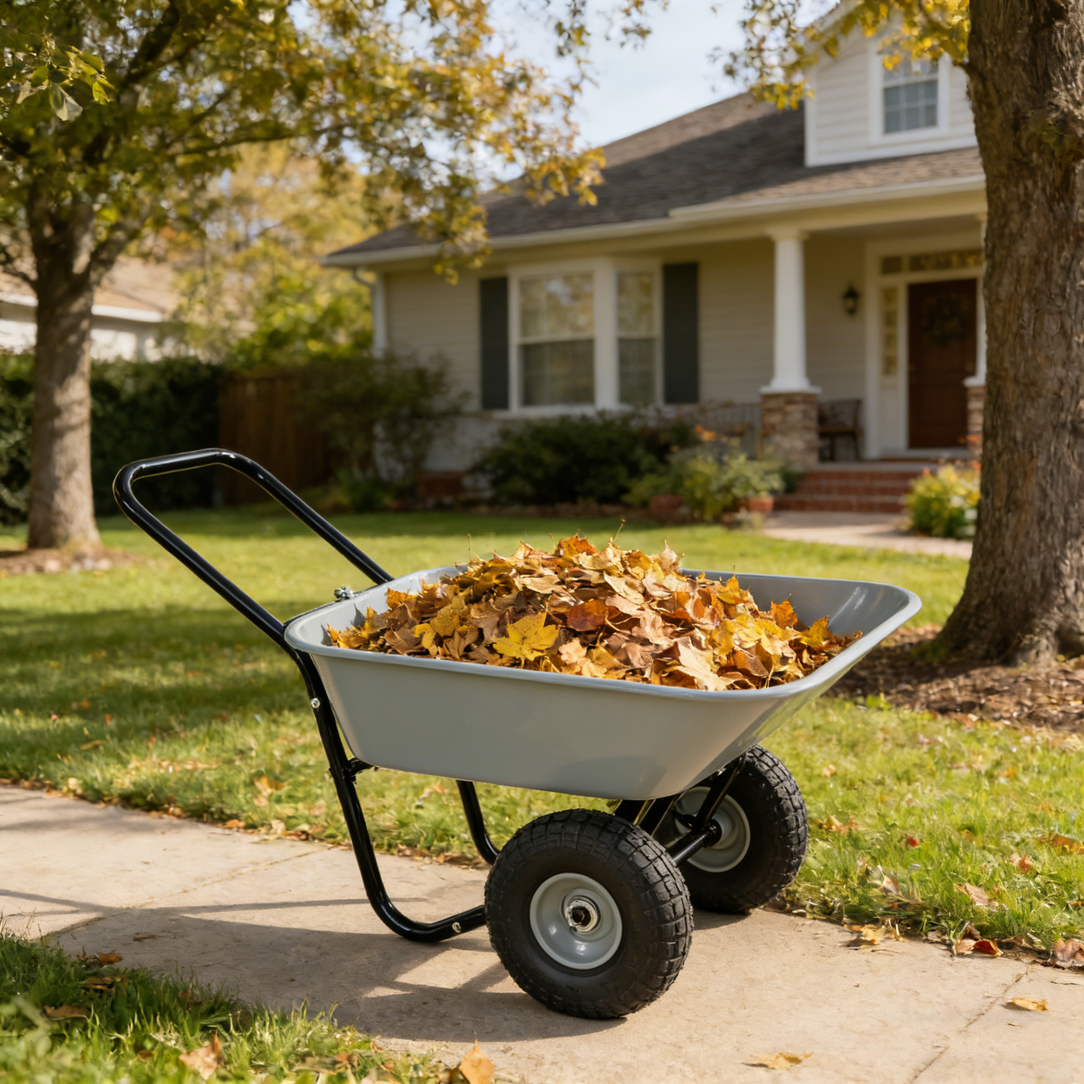 Two-Wheeled Cart with 10-Inch Pneumatic Wheels (Gray)