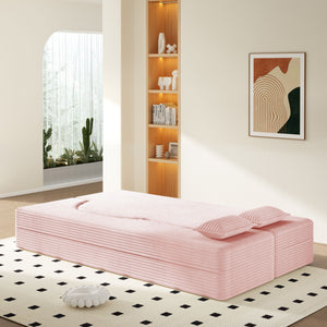 Modern Floor Sofa With 2 Pillows, Convertible Twin Size Folding Mattress For Living Room
