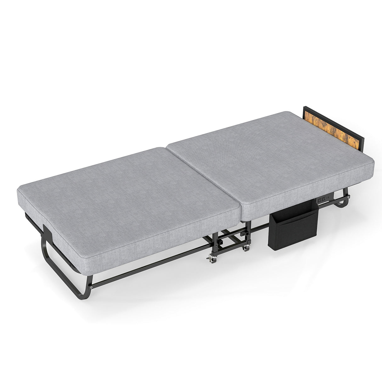 78"×31" Folding Bed with Headboard & USB Charging Station