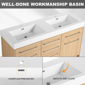 Freestanding Bathroom Vanity With Resin Sink, Soft-Closing Doors And Drawers