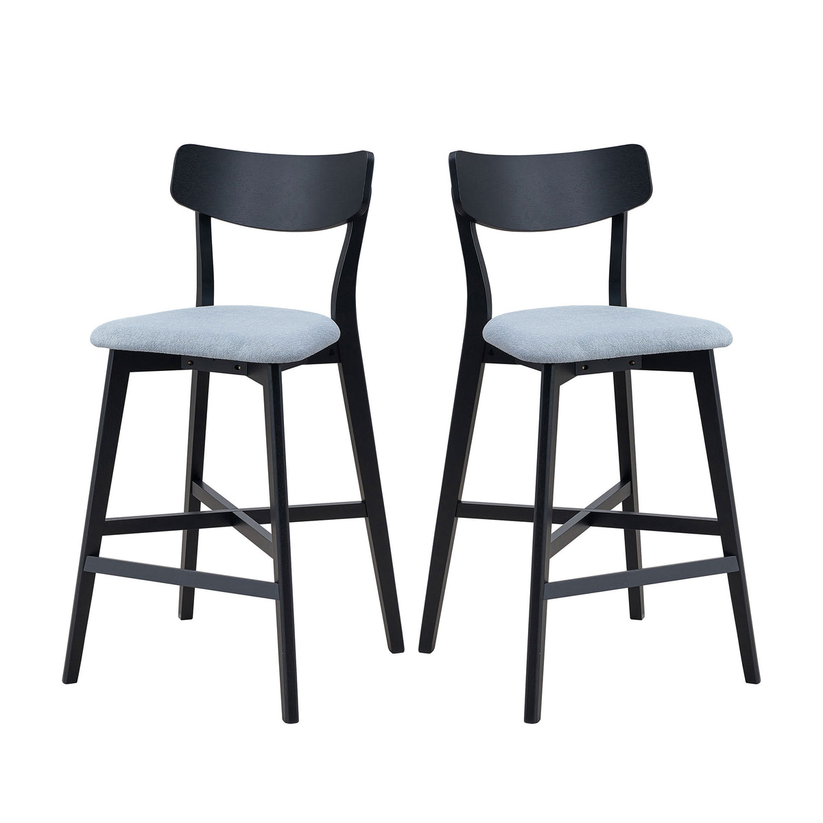 Wooden Bar Chairs Set of 2, Modern Soft Upholstered Kitchen Island Chairs