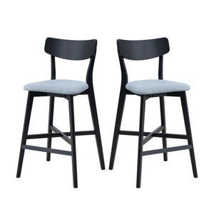 Wooden Bar Chairs Set of 2, Modern Soft Upholstered Kitchen Island Chairs
