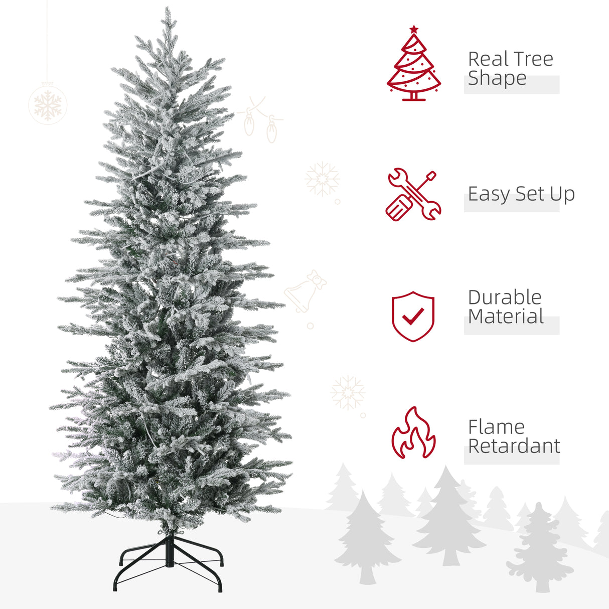 HOMCOM 6ft Tall Prelit Artificial Christmas Tree