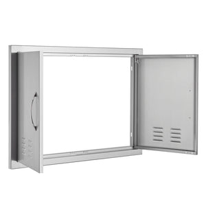 BBQ Access Door, 30W x 21H Inch Double Stainless Steel Outdoor Kitchen Door