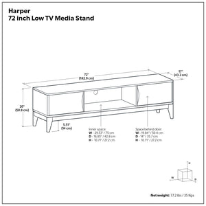 Harper - Low TV Media Stand - Walnut Brown