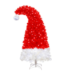 6FT Artificial Christmas Tree with LED Light, Santa's Hat Shape