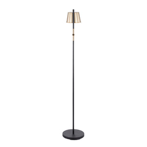 Metric - Industrial Floor Lamp - Black / Antique Brass
