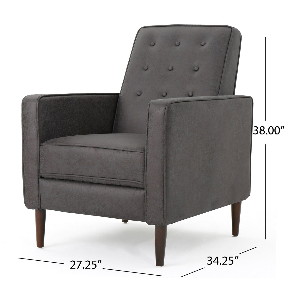 Macedonia - Mid Century Modern Button Tufted Fabric Recliner - Slate - Best Buy Furniture