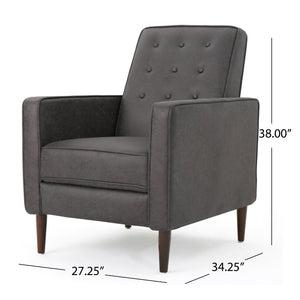 Macedonia - Mid Century Modern Button Tufted Fabric Recliner - Slate - Best Buy Furniture