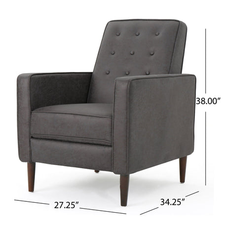 Macedonia - Mid Century Modern Button Tufted Fabric Recliner - Slate - Best Buy Furniture