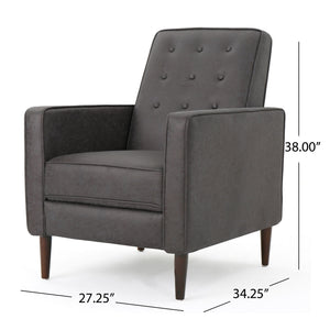 Macedonia - Mid Century Modern Button Tufted Fabric Recliner - Slate