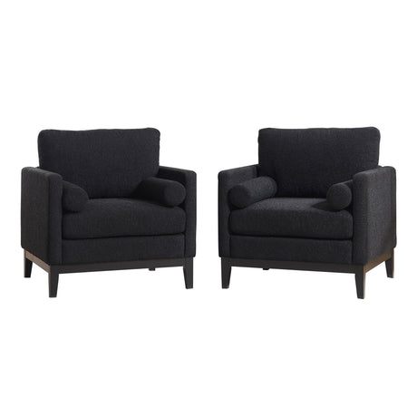 Wide Modern Farmhouse Performance Accent Chair With Legs, Wood Base