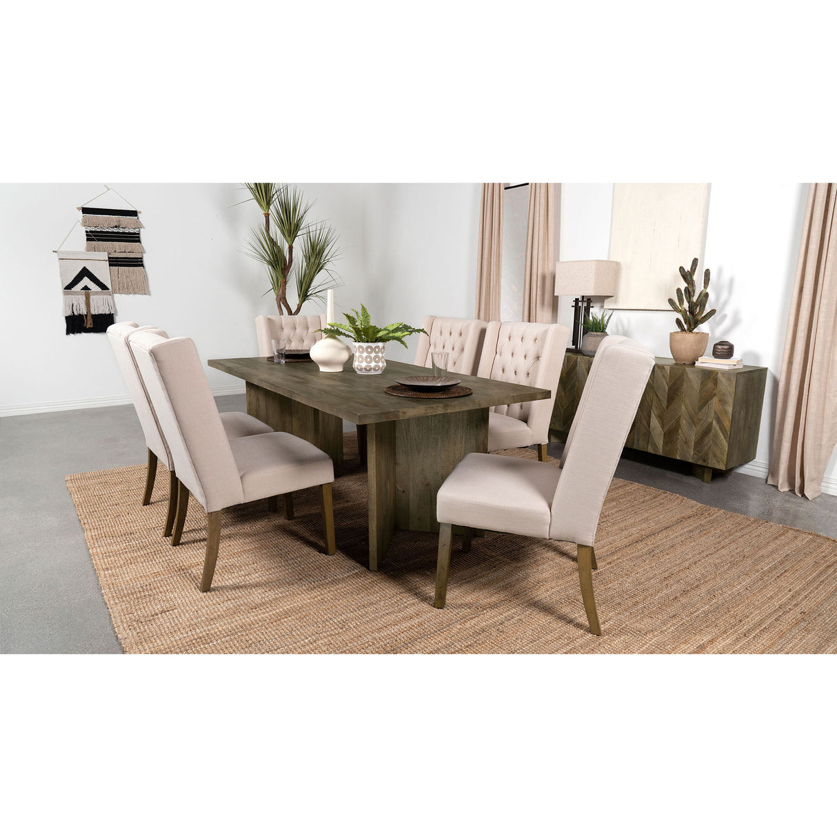 Roman - 3 Door Server With Chevron Design - Brown