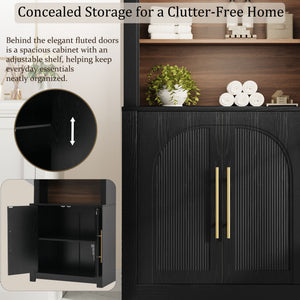 Modern Black Bookcase with Storage Cabinet