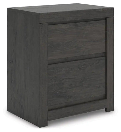 Fraluna - Two Drawer Night Stand - Charcoal - Best Buy Furniture