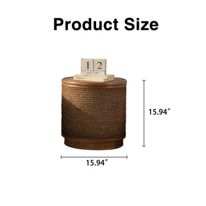 Round Rattan Coffee Table with Lift-Off Lid Storage