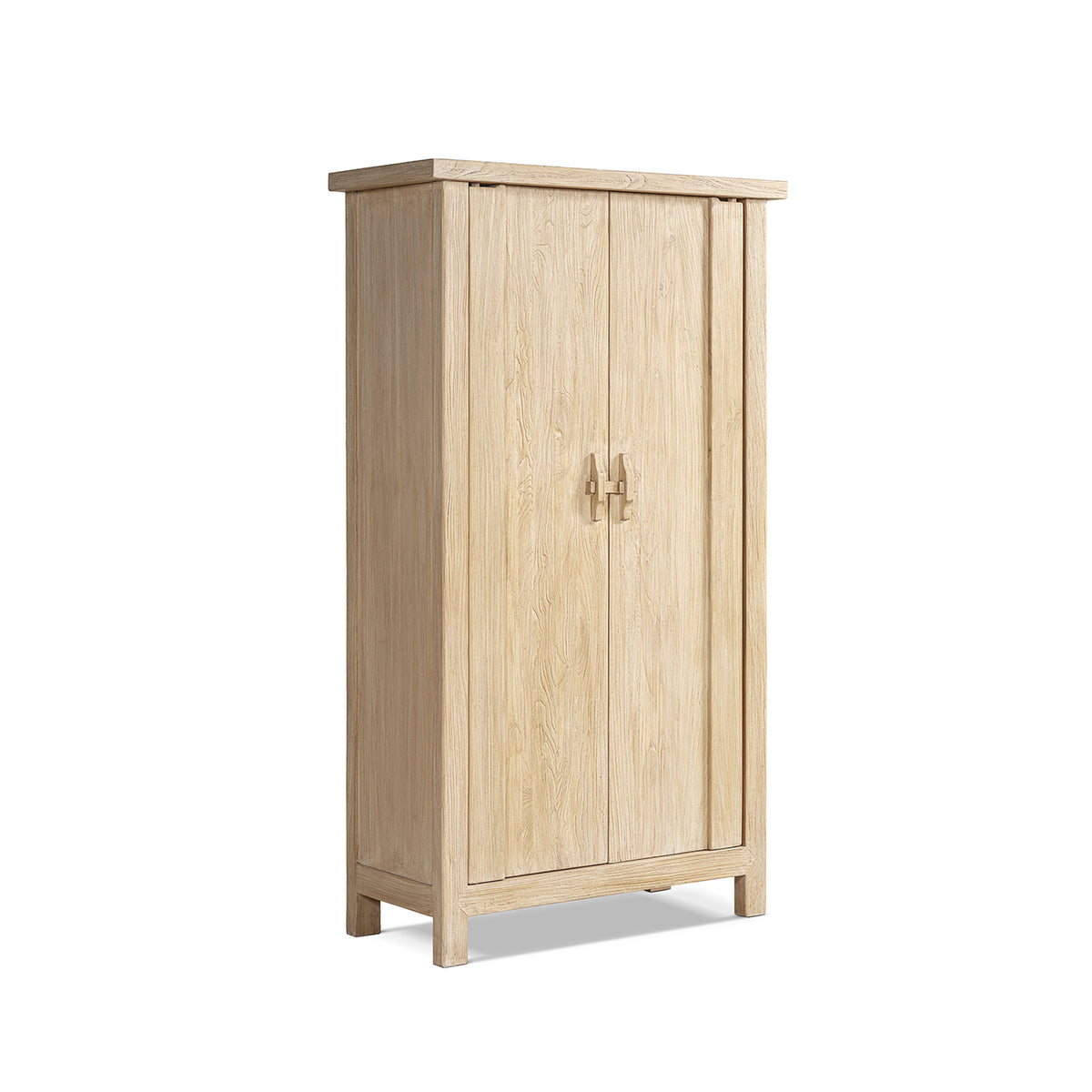 Fable 80.5-Inch Tall Reclaimed Elm Wood 2-Door Storage Cabinet, Light Natural Brown