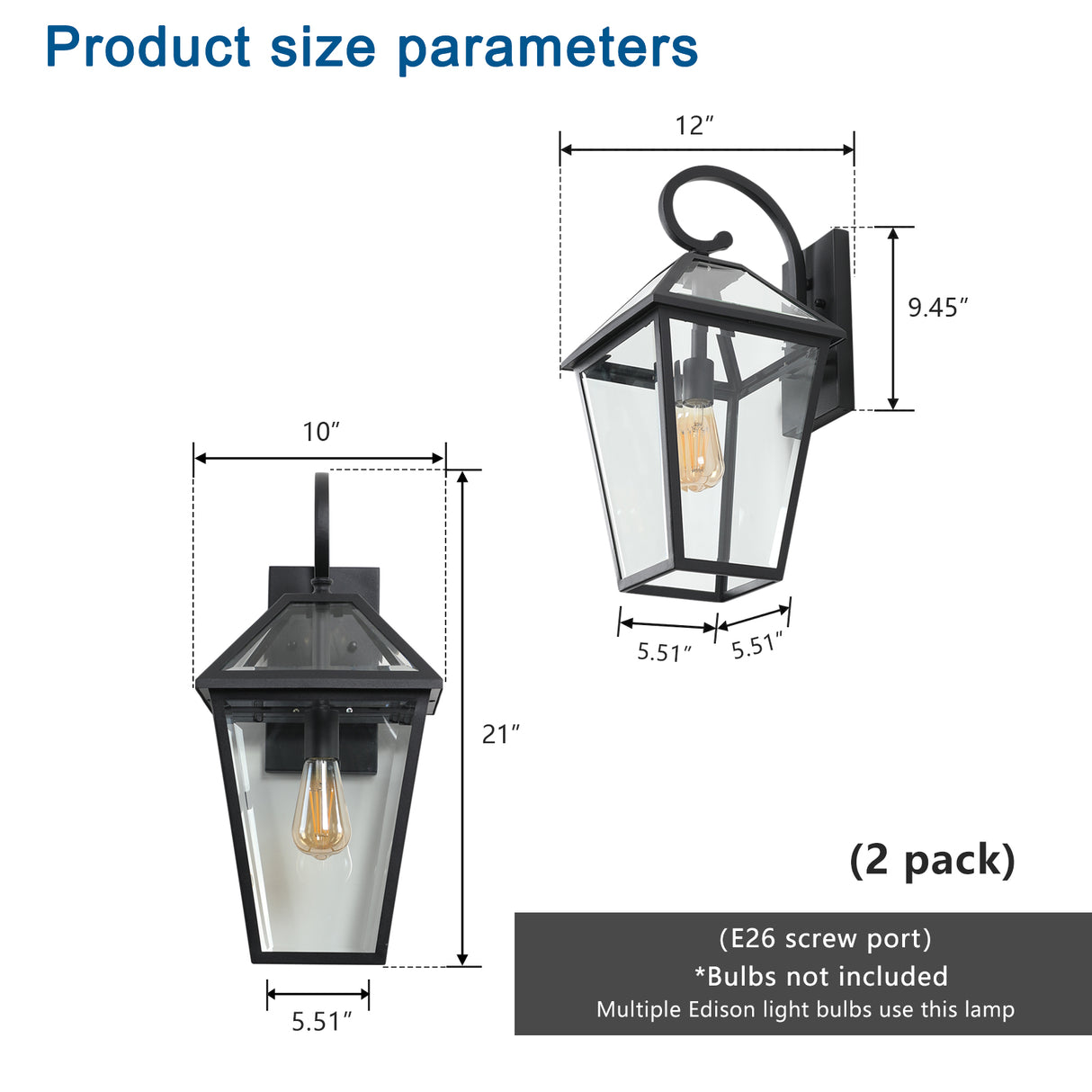 21" Outdoor Wall Lantern Light – Modern