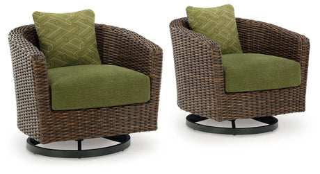 Horizon Hall - Swivel Lounge With Cushion - Brown / Green - Best Buy Furniture