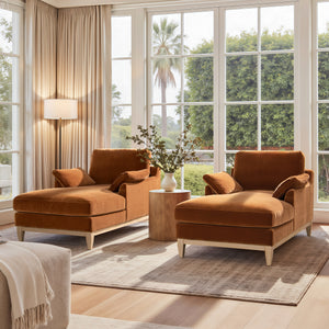 Pasadena Modern Farmhouse Chaise Lounge Chair, Burnt