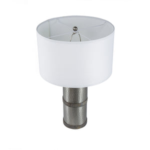 D16x24.4" Hammered Iron Table Lamp with Mango Wood