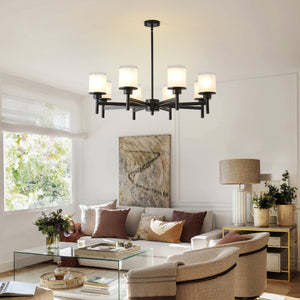 8-Light Frosted Glass Farmhouse Chandelier