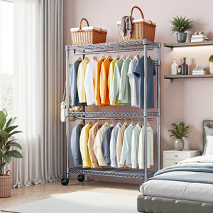 Heavy Duty Rolling Garment Rack with 3 Tiers