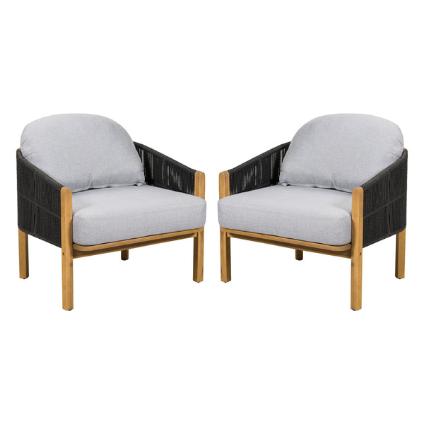 Grotta Outdoor Wood Club Chair Set of 2