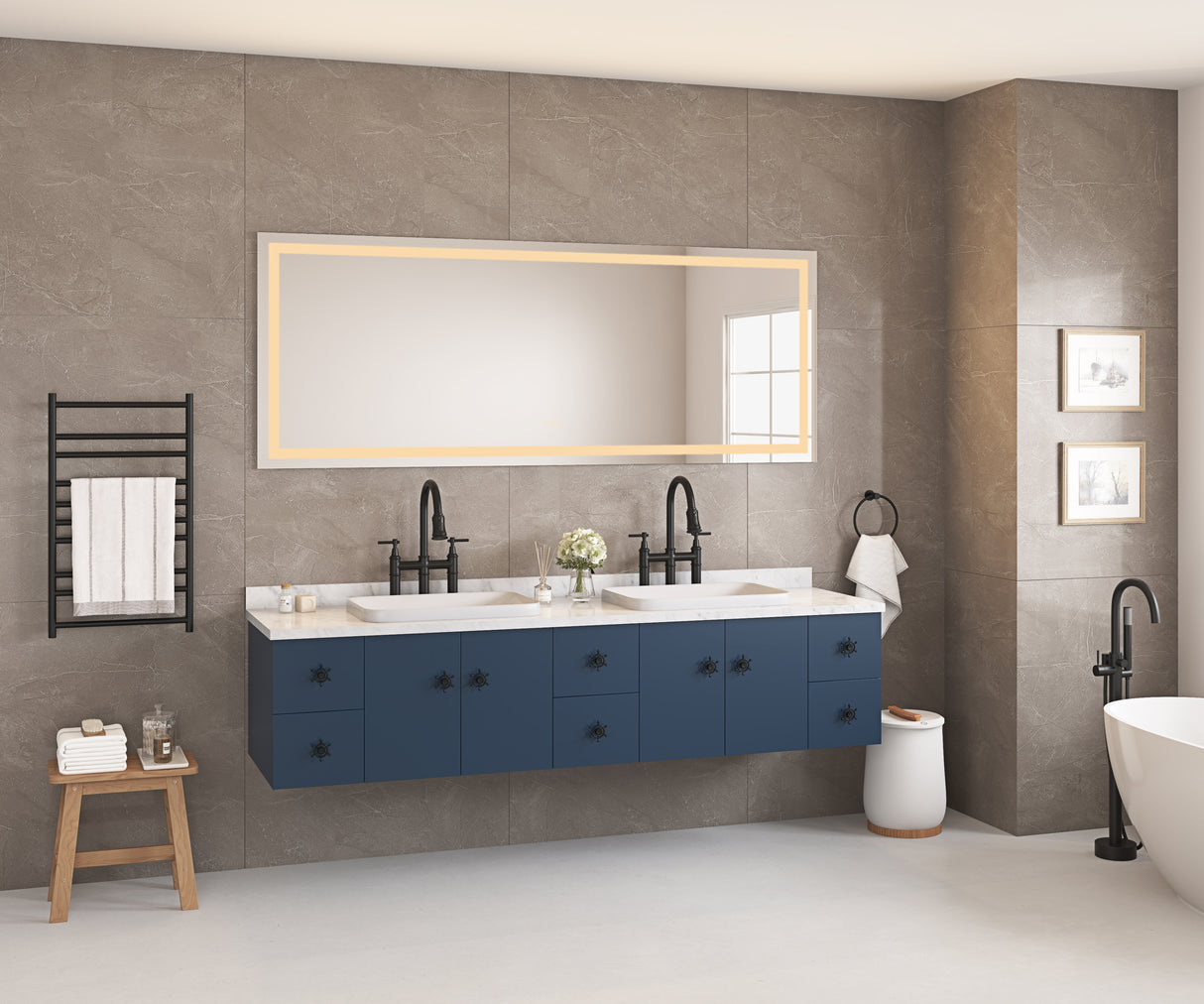 96" x 36" LED Bathroom Mirror with Front and Backlight